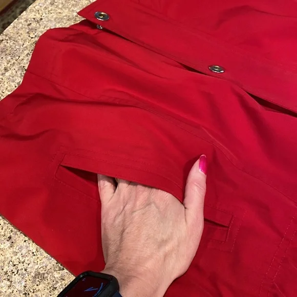 NWT FOG by London Fog Red Jacket Removable Hood Large FLAWS - Picture 10 of 15